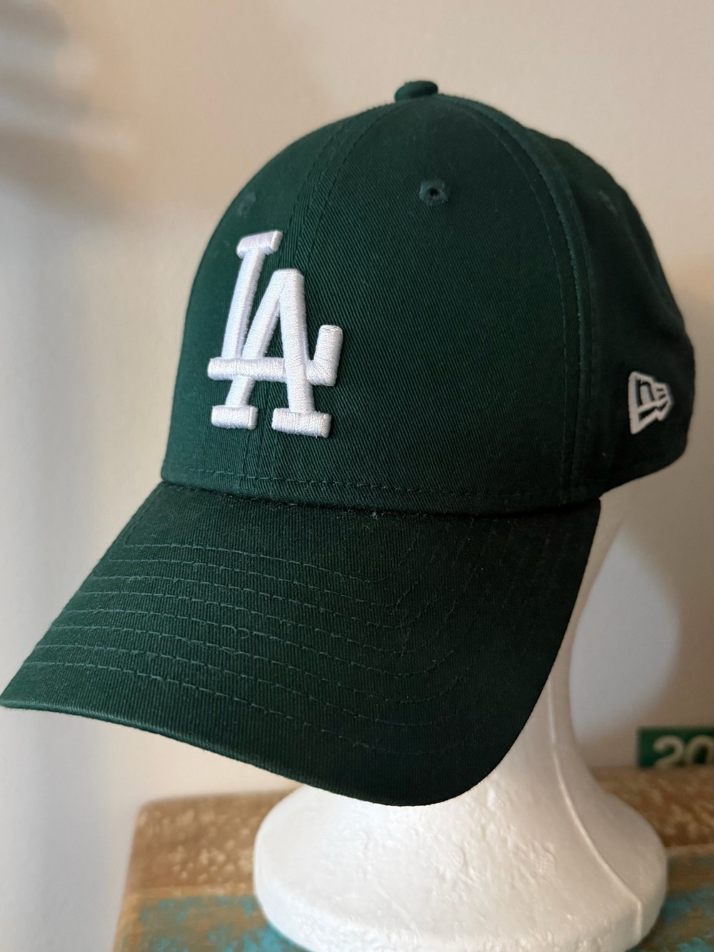 New Era Forest Green LA Logo Baseball Cap with White Embroidery